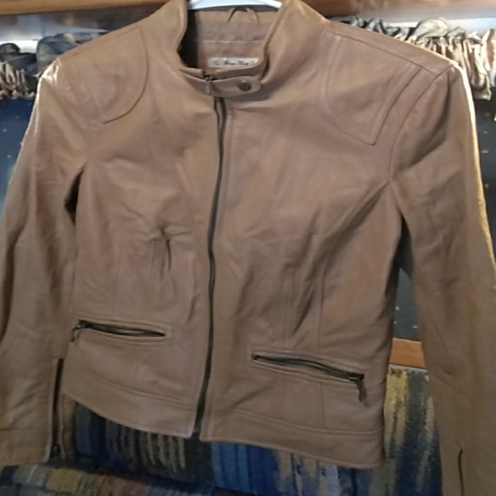 Forever 21 Tan Leather Moto Jacket Size M